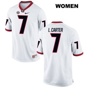 Women's Georgia Bulldogs NCAA #7 Lorenzo Carter Nike Stitched White Authentic College Football Jersey IZL6654XP